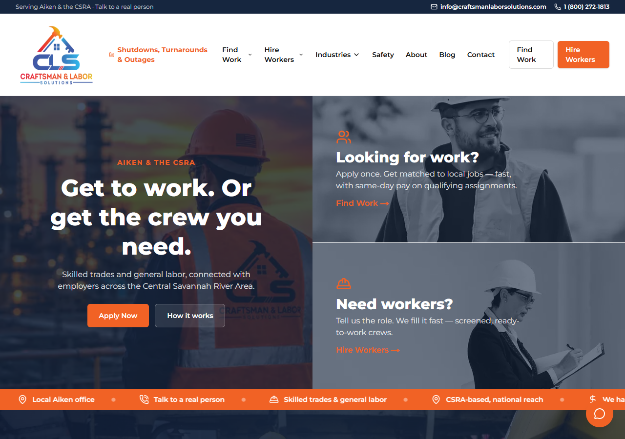 Craftsman & Labor Solutions V2 hero banner
