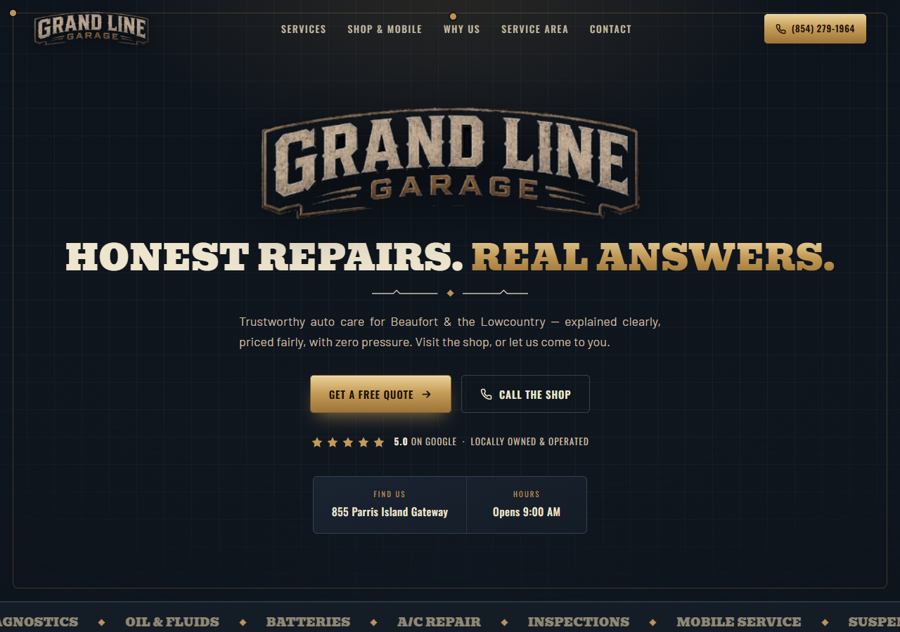 Grand Line Garage homepage