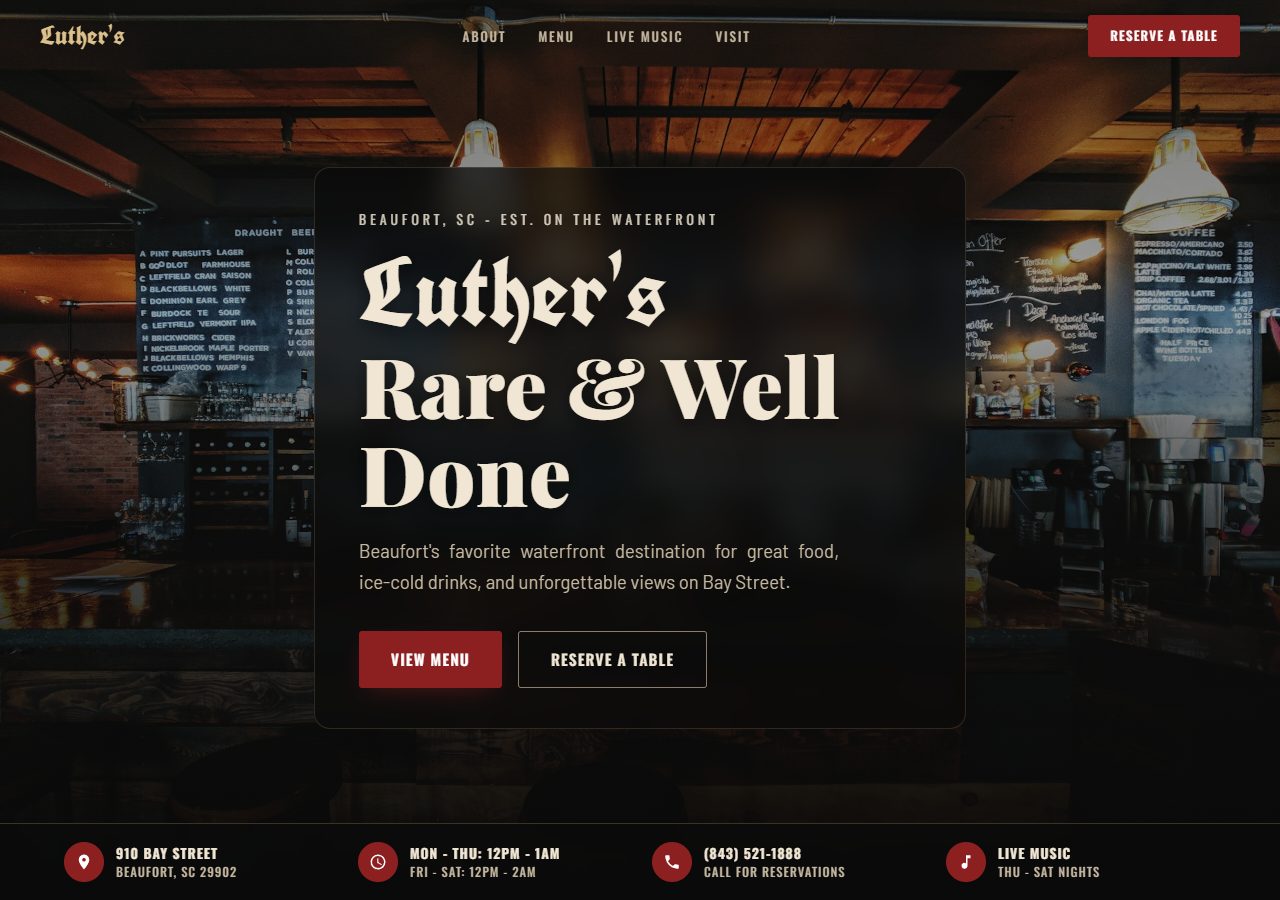 Luther's Rare & Well Done homepage